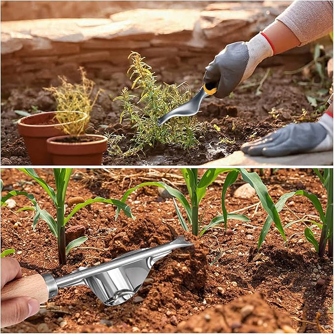 wugongshan 2 Pcs Hand Weeder Puller Tool, Manual Weed Puller Tool Kit, Garden Manual Weeder Removal Tools with V-Shaped Forks, for Garden Yard Lawn Farm Weed Roots Digging Removal Hand Tool