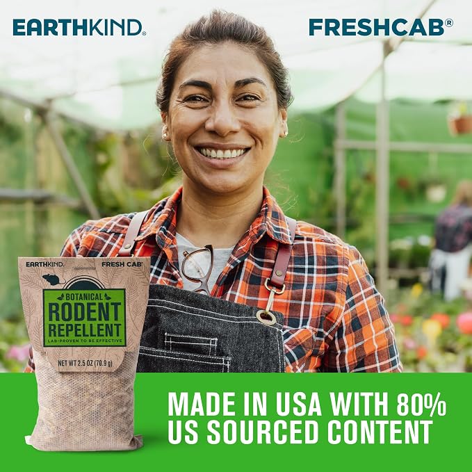EarthKind Fresh Cab Rodent Repellent & Pouch Pod - Botanical Rodent & Mouse Repellent - Made with Plant Fibers & Essential Oils - New Packaging - 48-Pack, 1 Bucket
