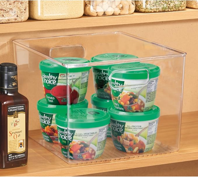 iDesign Storage Bin with Handles, 12" x 10" x 8", Clear