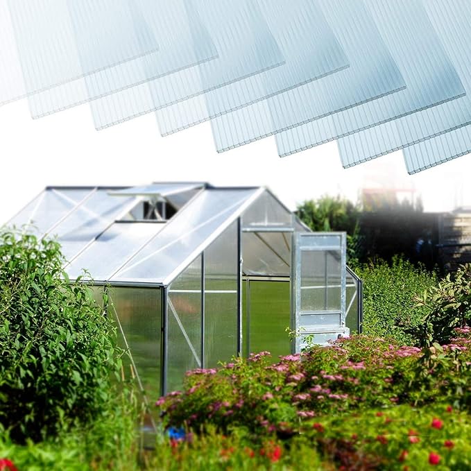 2' X 4' 20 Pcs Polycarbonate Greenhouse Panels 0.16'-thickness Twin-Walled Polycarbonate Sheets, Clear, Waterproof and UV-protected Shatterproof Board, Panels for Outdoor, Plant Stand Roof, Greenhouse