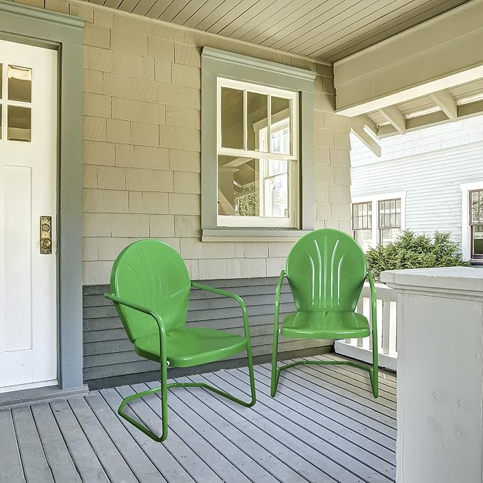 Northlight 34-Inch Outdoor Retro Tulip Steel Armchair, Green