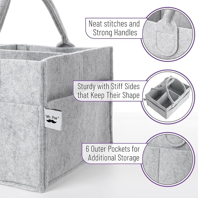 Mr. Pen- Baby Diaper Caddy Organizer, 2 Pack, Gray
