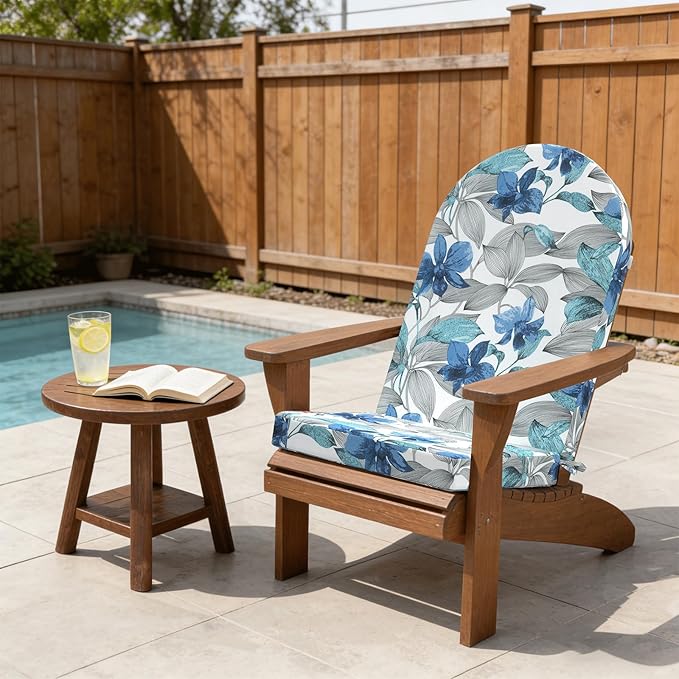 Outdoor Foam Adirondack Cushion, Water Repellent Foam Cushion for Adirondack Chairs Patio Furniture, 44 x 19 Inch, Clemens Noir Blue
