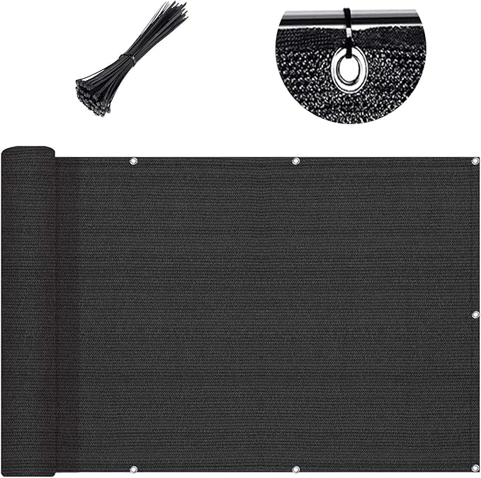 SUNLAX Custom Size 2.5'x22' Black Fence Covering Privacy Screen Windscreen with Bindings & Grommets,Heavy Duty for Commercial and Residential, 90% Blockage, Cable Zip Ties Included