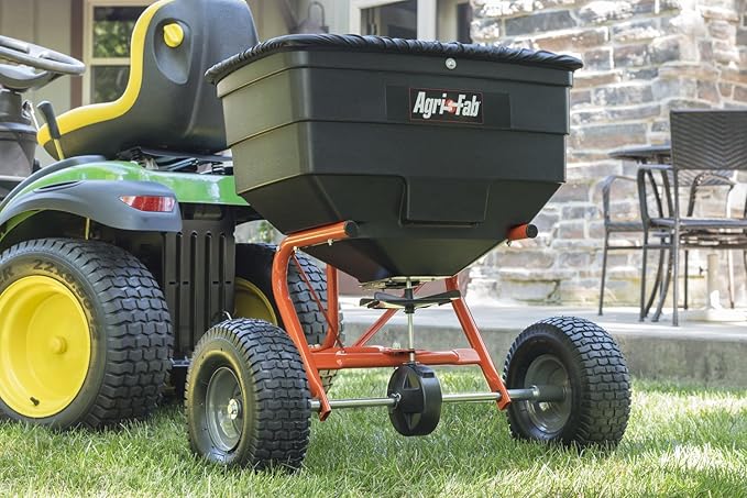 Agri-Fab 45-0329 185 lb. Tow-Behind ATV/UTV Broadcast Lawn Spreader for Seed,Fertilizer,Salt,Ice Melt; Easy to use Flow Control