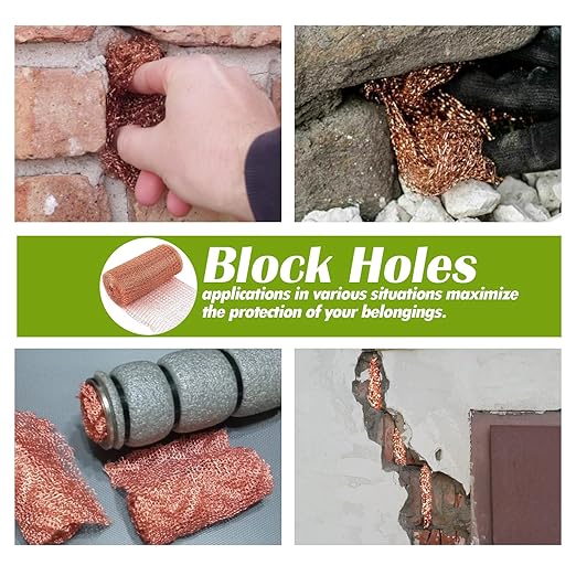 Copper Mesh Rodent Control 6" x 32 ft Copper Wool for Slugs Mice Pest Snail Bird Control Copper Wire for Weep Hole Covers Rodent Mesh