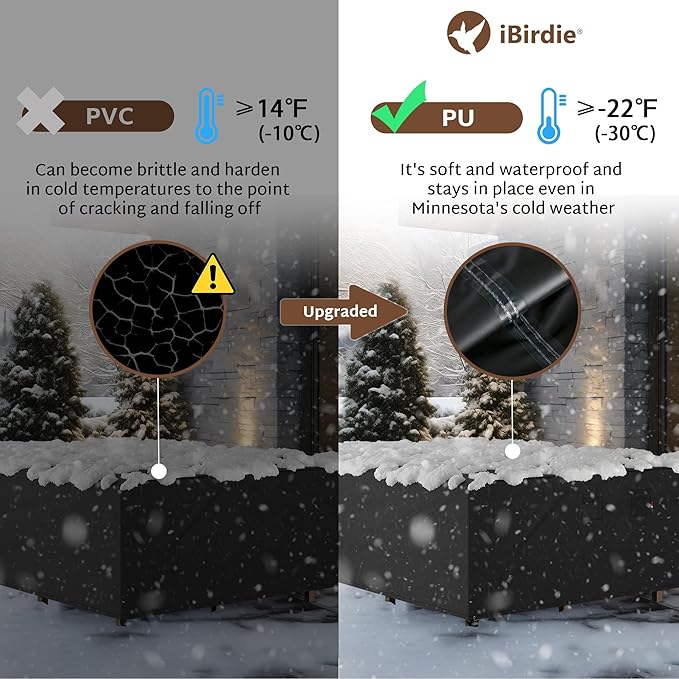 iBirdie Outdoor Patio Furniture Set Covers 100 x 76 inch fit 6 x 8 ft, 72, 74, 76 inch Wide, 100, 98, 96 inch Long Outside Dining Table and Chairs, Waterproof Weatherproof Cover, Heavy Duty 600D