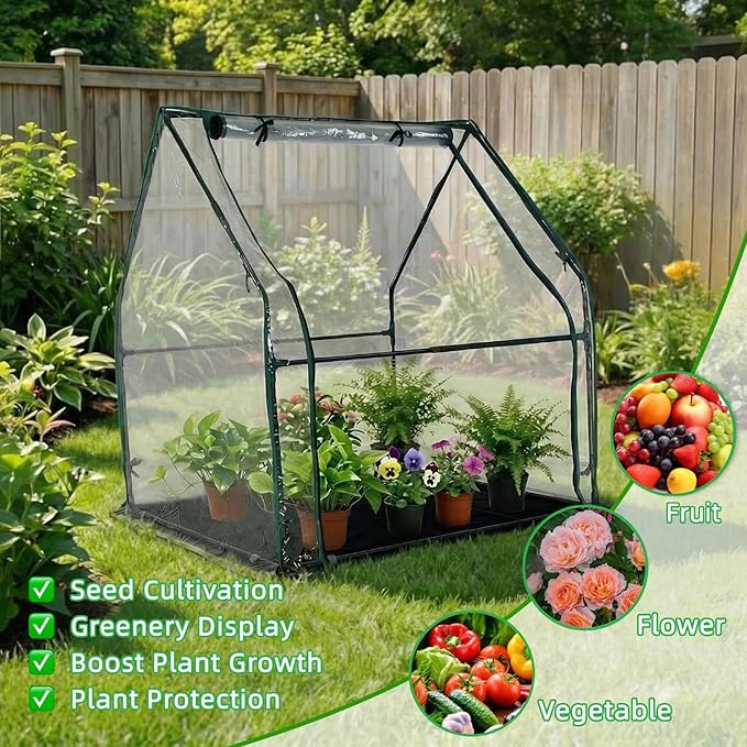 Portable Greenhouse for Outsides, 36x36x43 Inch Heavy Duty Green House Tent with PVC Cover, Garden Plant Protector with Zippered Door for Vegetables Flowers Fruits Herbs
