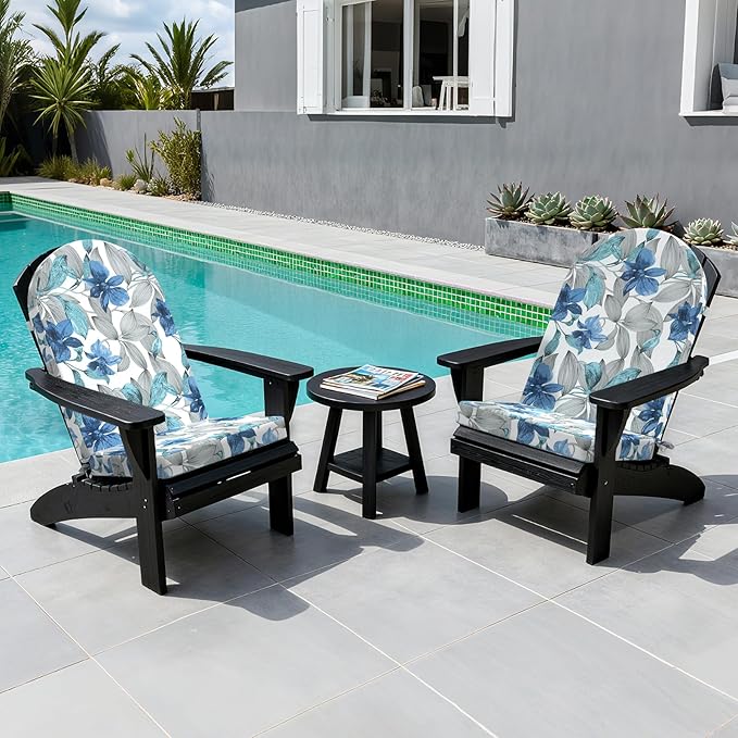 Outdoor Foam Adirondack Cushion, Water Repellent Foam Cushion for Adirondack Chairs Patio Furniture, 44 x 19 Inch, Clemens Noir Blue
