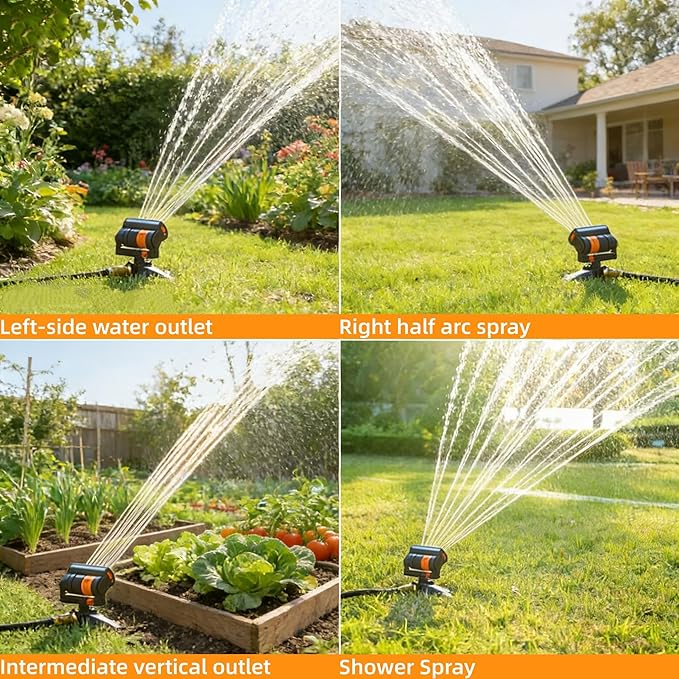 Upgraded Adjustable Oscillating Sprinkler, 16 Mini Turbine, Wide Area Coverage, Heavy-Duty Triangular Bracket Compatible for Lawn Yard Garden Watering