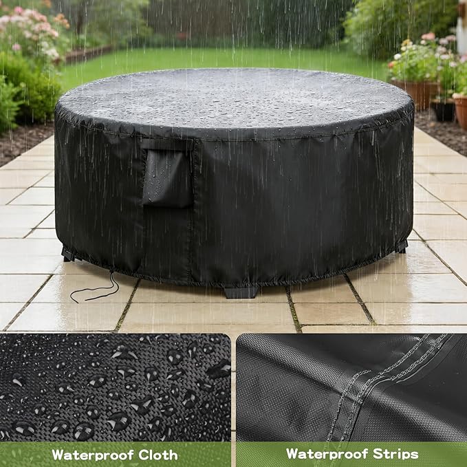 Patio Furniture Covers Round,26 Inch Outdoor Dinner Table Cover Waterproof,Round Patio Coffee Table Covers for All Weather Resistant - 26 x 18 Inch