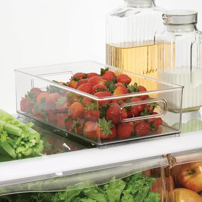 iDesign Stackable Fridge Bin, Clear, Set of 3