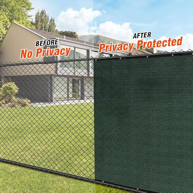 iCover 4x25ft Privacy Screen Fence, Outdoor Fencing Panels, Garden Windscreen Mesh Shade Sail Net Barrier, Include Reinforced Bindings and Brass Grommets Cable Zip Ties,Green