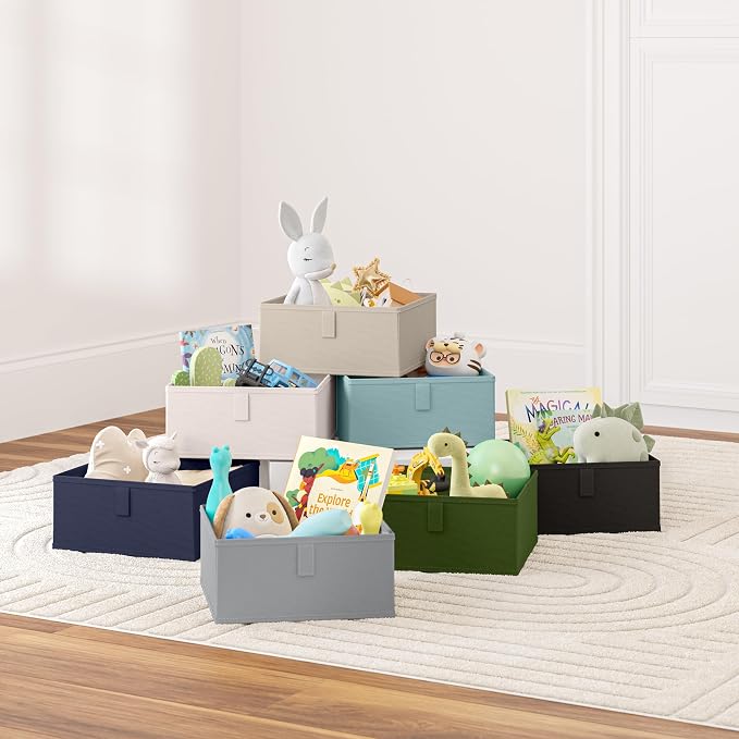 RiverRidge Folding Storage Bins - 2-pack of 5in Tall Olive Cubes