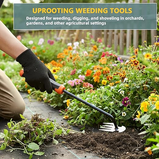 Weed Puller Tool, Upgrade Durable Garden Weeder Tools, Dual Purpose Manual Weed Removal Tool with Manganese Steel Teeth, Portable Uprooting Weeding Tool for Vegetable Gardens Backyards