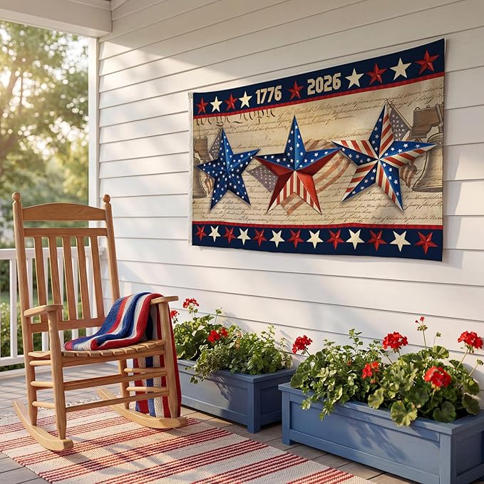 250 Anniversary USA Flag 3x5 Ft,4th of July 250th Year American Yard Banner,God Bless United States Large Decorations Double-Sided with Star,1776-2026 America Patriotic Garden Merchandise Outside