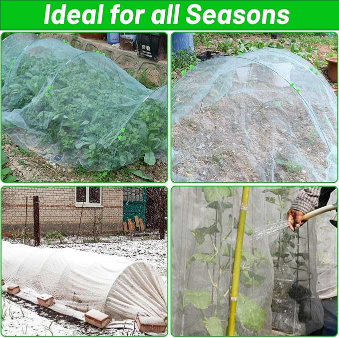 161 PCS Greenhouse Hoops for DIY Grow Tunnel, 12 Sets of 7 FT Long Garden Hoops Kit, Support Hoops Frame for Garden Netting Raised Bed Plant Row Cover, DIY Plant Support Garden Stakes