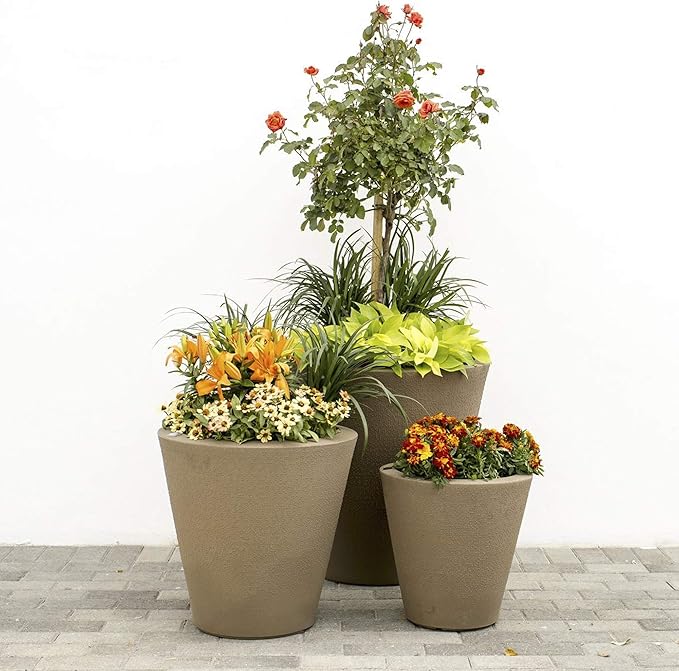 Crescent Garden Dot TruDrop Indoor/Outdoor Planter, Self-Watering Plant Pot, 20 Inches, (Old Bronze)