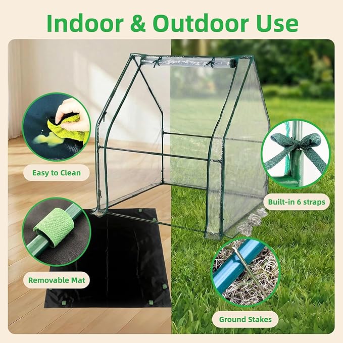 Portable Greenhouse for Outsides, 36x36x43 Inch Heavy Duty Green House Tent with PVC Cover, Garden Plant Protector with Zippered Door for Vegetables Flowers Fruits Herbs