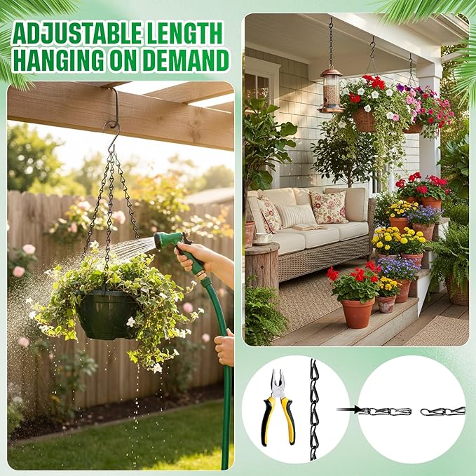 EBOOT 2 Pcs Hanging Chain for Bird Feeders, Planters, Lanterns and Ornaments (Black,19.7 Inch)