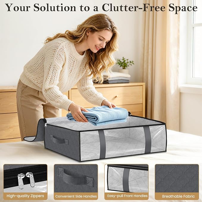 StorageRight Under Bed Storage Bags, 2 Pack, 40L, Gray