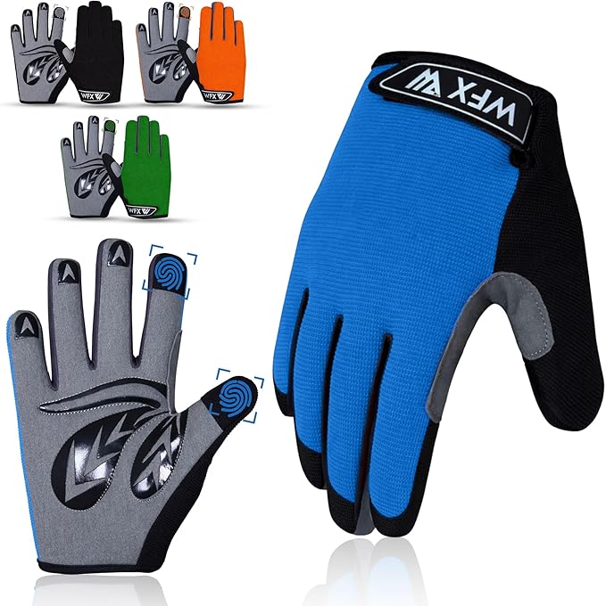 WFX Cycling Gloves Toddler Mountain Bike Handlebar Grips Gel Padding Full Finger Baseball Glove Workout Football Gloves Youth Boys 6-12 Kids Gardening Gloves MTB Gloves