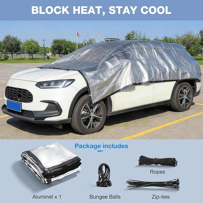 99% 6x8 FT Aluminet Shade Cloth with Grommets 6/8/10/12/20/ FT Aluminum Reflective Tarp Sun Heat Reflective Blocking Sun for Cars Garden Patio Kennel Outdoor Cover