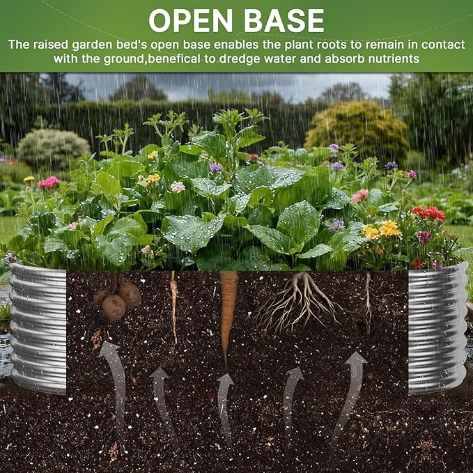 2pcs Tall 8x4ft Galvanized Raised Garden Bed Outdoor, Metal Raised Beds for Vegetables, Above Ground Garden Box for Flower, Steel Garden Bed for Gardening