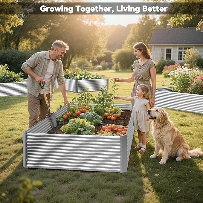 2 Pack Tall 6x3x1.5FT Raised Beds for Gardening, Corrugated Galvanized Steel Raised Garden Bed, Outdoor Metal Above Ground Garden Bed for Vegetables and Flowers(Rectangular)