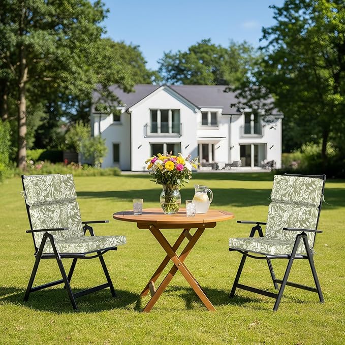 DYTXIII Outdoor High Back Chair Cushions Set of 2, 44"x22" Water Repellent Patio Seat Cushions with Elastic Sponge, All Weather Chair Pads for Rocking, Dining Chairs, Patio Furniture - Tropical Green