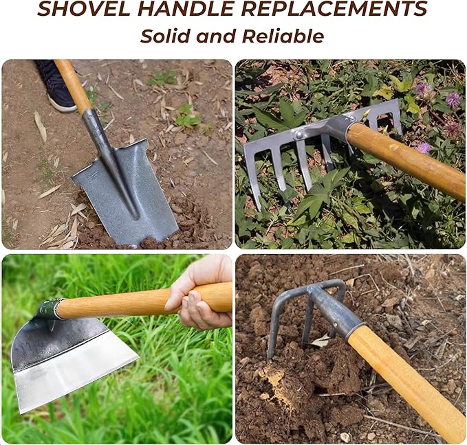 55 Inch Black Locust Shovel Handle Replacement - Extra Long Hardwood Handle for Shovel, Rake, Hoe, Pitch Fork, Digging Fork & Broad Fork Garden Tools,1.4inch Diameter（2pcs