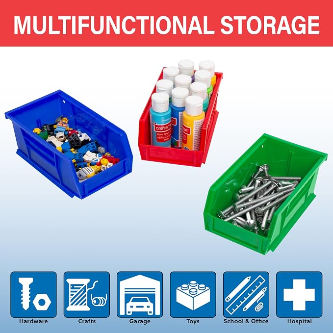 Akro-Mils 30220 AkroBins Plastic Storage Bins, 7"x4"x3", Clear, 24-Pack