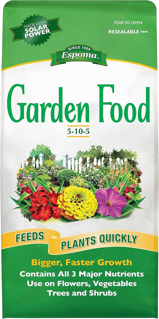 Espoma 5-10-5 Garden Food, 6.75-Pound Bag; Promotes Growth in All Flowering Plants, Trees, Shrubs, and Vegetables. Granular for Easy Application. Pack of One.