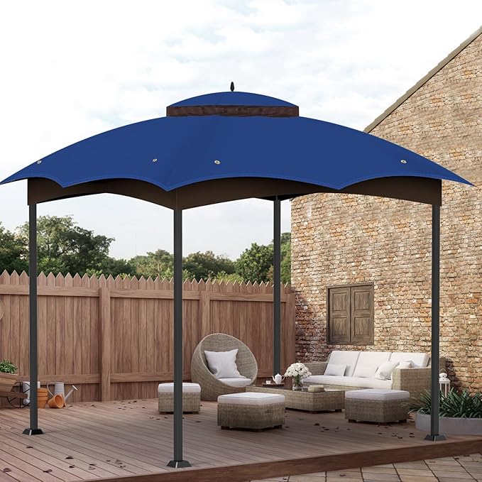 10x12 Gazebo Canopy Replacement Top Cover, Double Tiered Waterproof Canopy Roof for Lowe's Allen Roth Gazebo #GF-12S004B-1(Blue)
