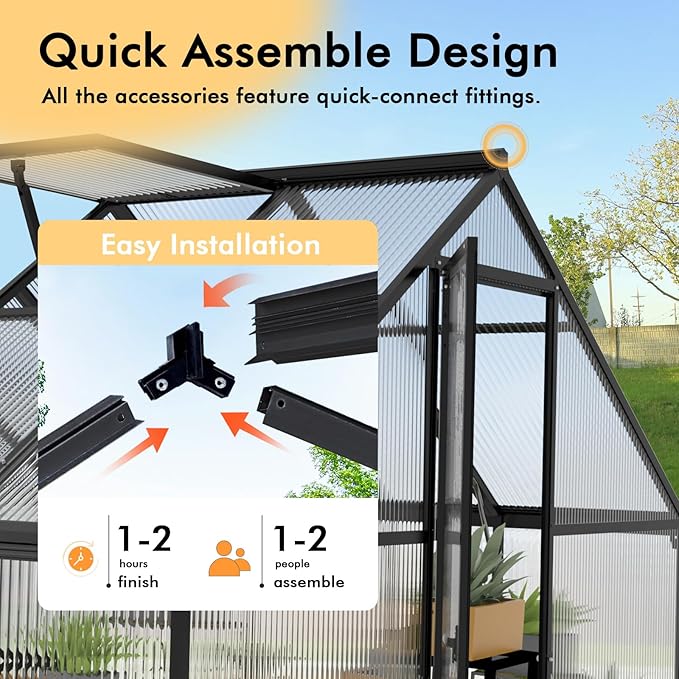 6×4FT Outdoor Greenhouse, Small Greenhouse with Electronic Thermometers, Enhanced Aluminum Small Greenhouse for Outdoors and Garden Planting, Withstands Bad Weather to Protect Vegetable or Plants