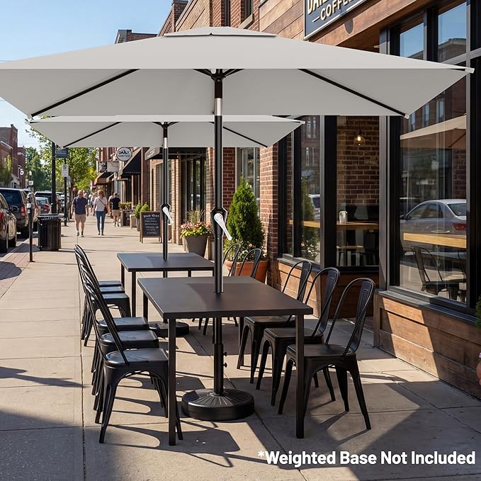 AreShark 6.5' x 10' Rectangular Patio Umbrellas for Outdoor, Outdoor Table Umbrella, Large Outdoor Patio Umbrellas with 6 Sturdy Ribs for Pool, Garden, Deck & Market (Light Gray)