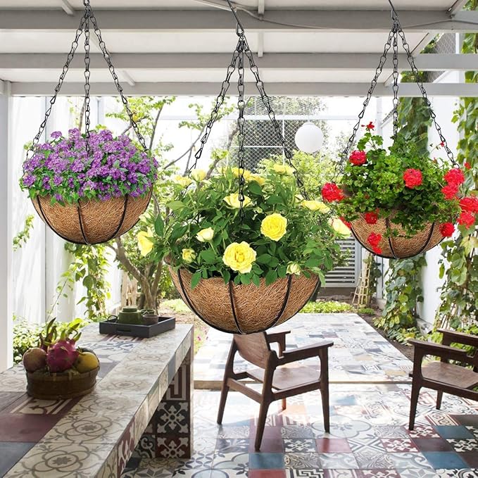 4pcs 24 inch Black Hanging Basket Chain with Hooks Flower Plant Pot Replacement Chain Hanger for Bird Feeders,Planters,Lanterns and Ornaments