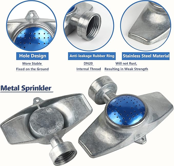360 Degree Metal Spot Sprinkler 2 Pack, Outdoor Garden Watering Sprinklers for Yard Small Areas Lawn with Gentle Water Flow, Coverage Up to 30FT