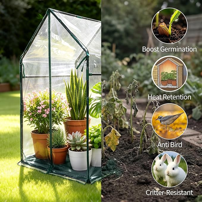 PROWORX Mini Greenhouse 36"x36"x58.5" Plant Cover Tent Seed Starting Waterproof Floor Mat Small Plant Tent for Use on Patio Balcony Porch & Indoors/Outdoors