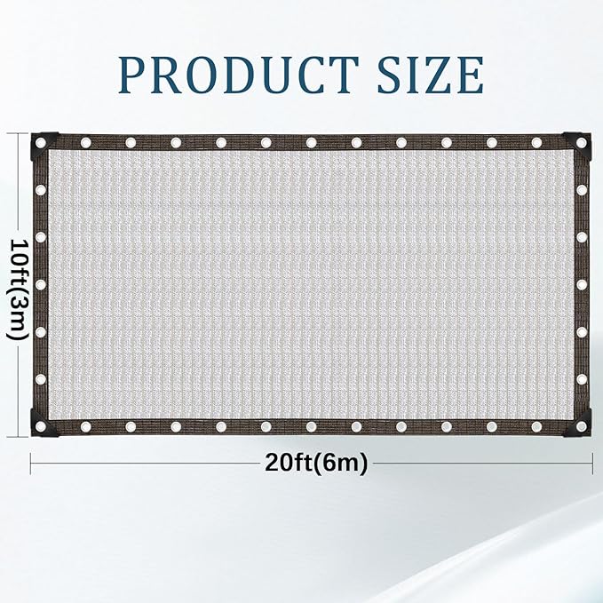 FUANGUI 85% 10x20FT Aluminum Shade Cloth, Durable Aluminum Reflective Tarp, Sun Aluminum Cover for Garden, Car, Outdoor Pergola, Greenhouse, Chicken Coop and Dog Kennel