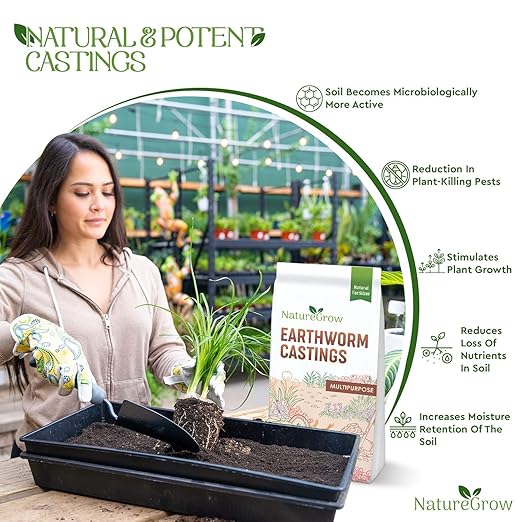 Earth Worm Castings 40LB - Organic Fertilizer Includes Humic Acid - Pure Worm Castings for Gardening
