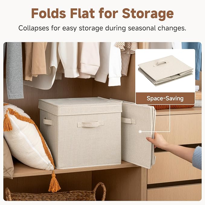 StorageWorks Storage Bins with Lids, Fabric Closet Storage Bins, Large