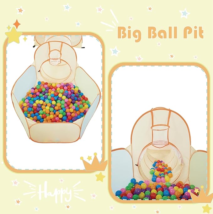 UTEX 3 in 1 Pop Up Play Tent with Tunnel, Ball Pit for Kids, Boys, Girls, Babies and Toddlers, Indoor/Outdoor Playhouse (3 in 1 with Ball Pit)