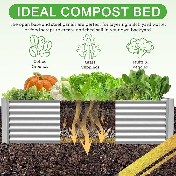 4pcs 4x2ft Galvanized Raised Garden Bed Outdoor,Above Ground Garden Bed for Vegetable,Metal Raised Beds for Flower,Steel Raised Beds for Gardening
