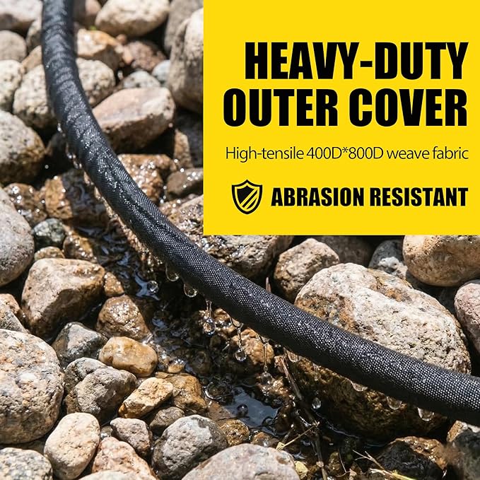 TigeJoy 150FT Flat Soaker Hose, Heavy Duty Double Layer Garden Watering Hose, Flexible Leakproof Drip Irrigation Hose for Raised Beds, Lawns & Vegetables, Save 80% Water