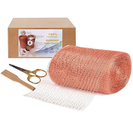 Copper Mesh Rodent Control 6" x 32 ft Copper Wool for Slugs Mice Pest Snail Bird Control Copper Wire for Weep Hole Covers Rodent Mesh