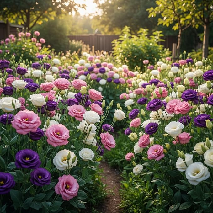 500 Lisianthus Seeds for Planting, Mixed Color Eustoma Flower Seeds, Thornless Rose Seed, Non-GMO Eustoma Grandiflorum Perennial Garden Indoor Blooms