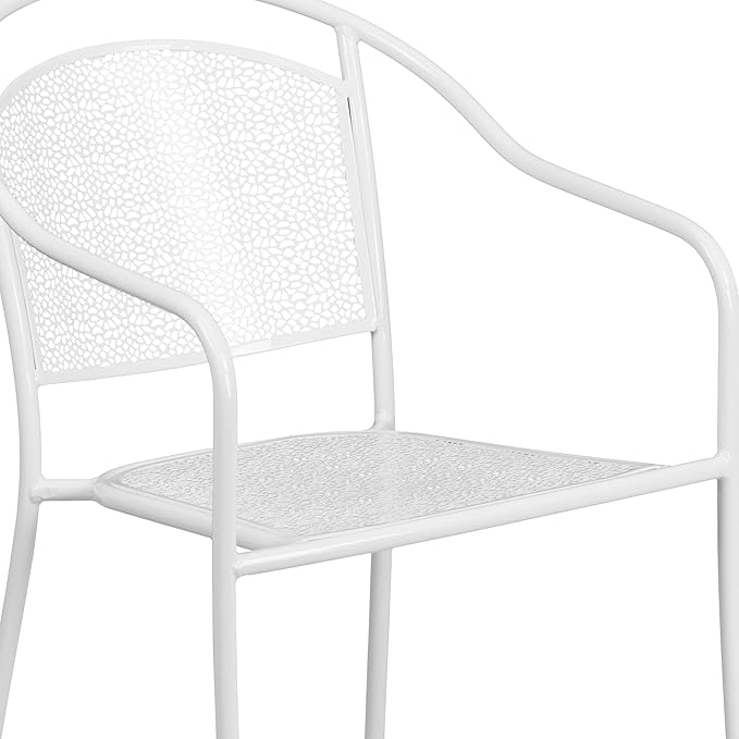 Flash Furniture Oia Commercial Grade 5 Pack White Indoor-Outdoor Steel Patio Arm Chair with Round Back