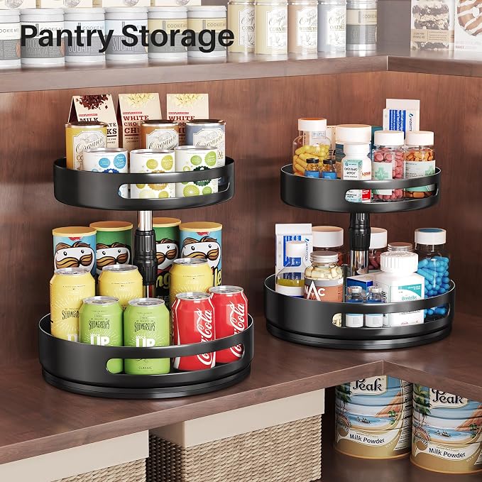 Lazy Susan Spice Rack Organizer for Cabinet, 2-Tier Metal, 10 in