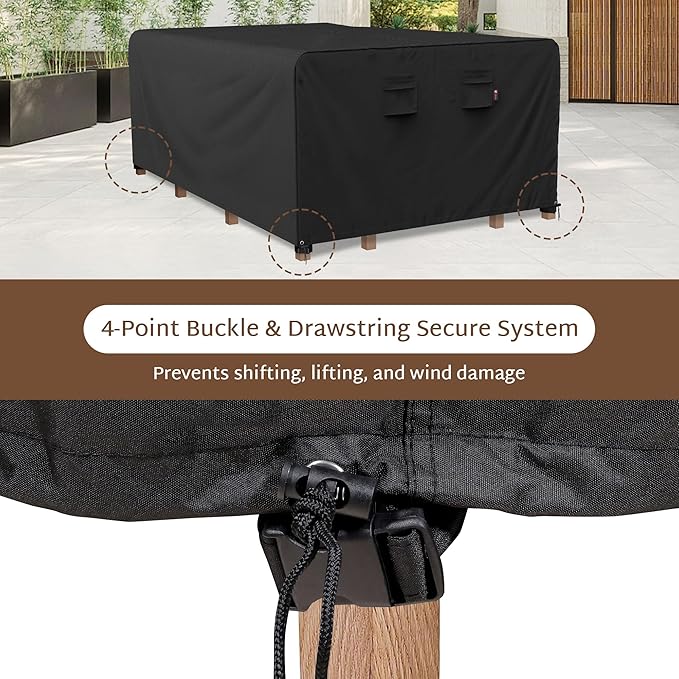 iBirdie Outdoor Patio Furniture Set Covers 84 x 48 inch fit 4 x 7 ft, 48, 47, 46 inch Wide, 84, 83, 82 inch Long Outside Dining Table and Chairs, Waterproof Weatherproof Garden Lawn Cover, 600D